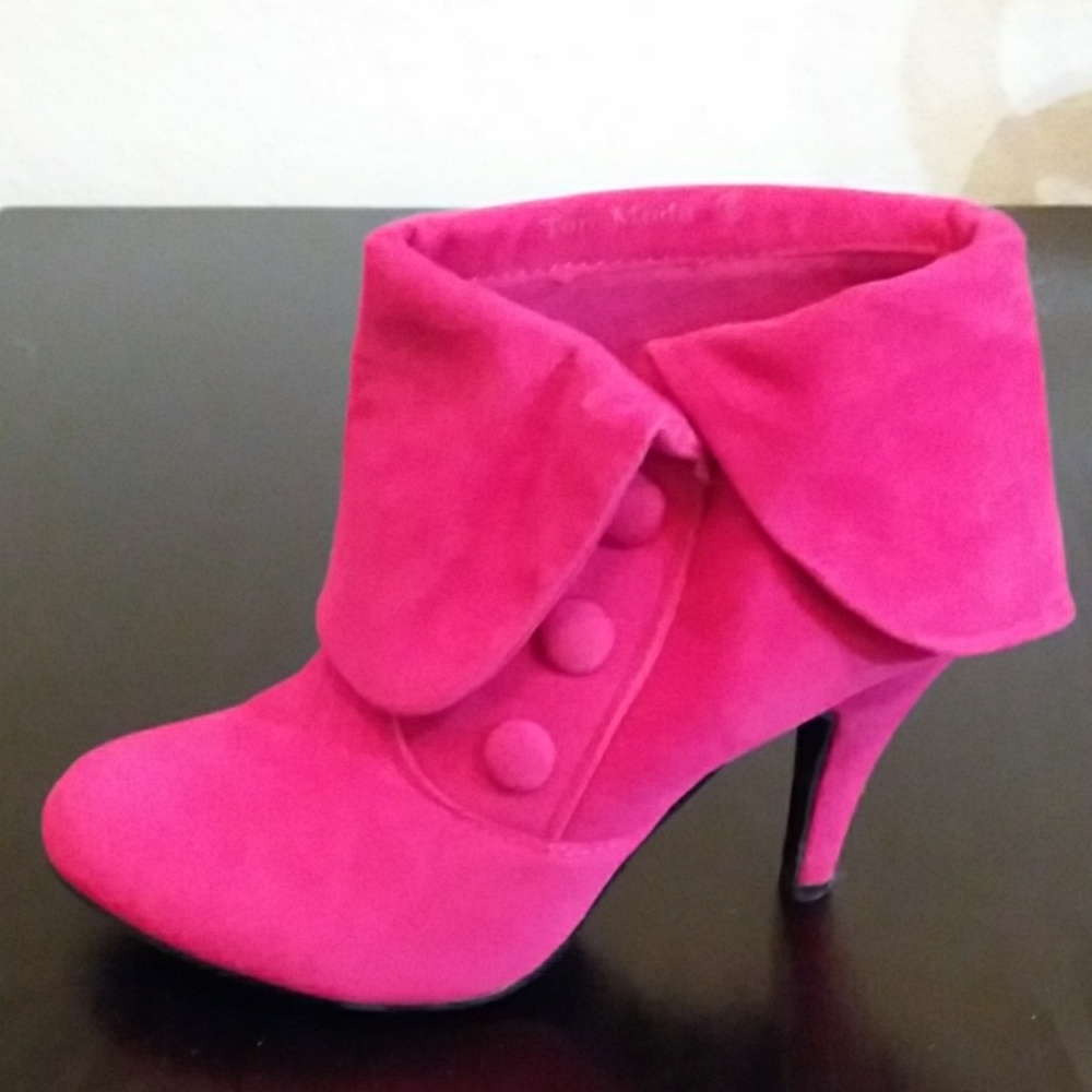 Top Moda Vibrant Fuchsia Velvety Ankle Boots Sz 8